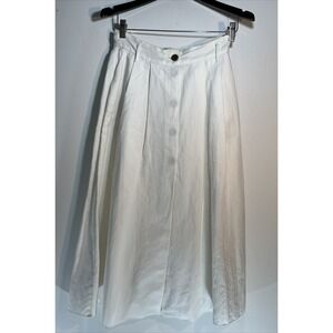 forte forte Long/Maxi Length Pleated Cotton Linen Skirt Gold Button ~xxs/xs